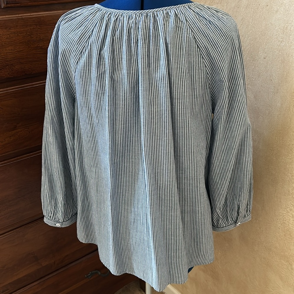 Velvet by Graham Embroidered Chambray Striped Top - Picture 7 of 11